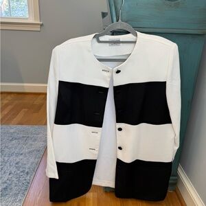 Alfred Dunner White and Black Men's Jacket
